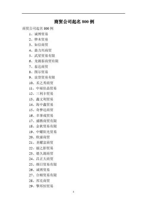 商贸公司起名800例