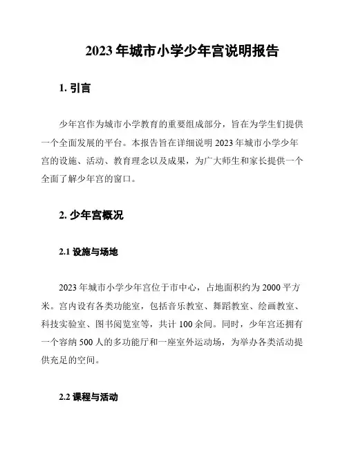 2023年城市小学少年宫说明报告