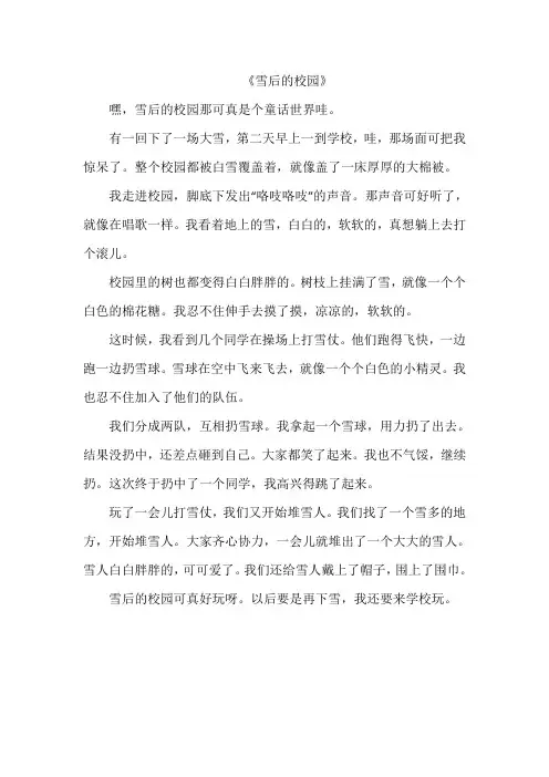 《雪后的校园》作文