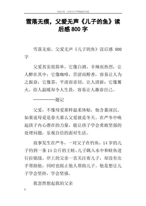 雪落无痕,父爱无声儿子的鱼读后感800字