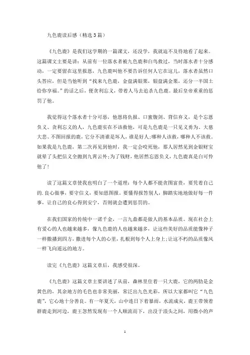九色鹿读后感(最新)