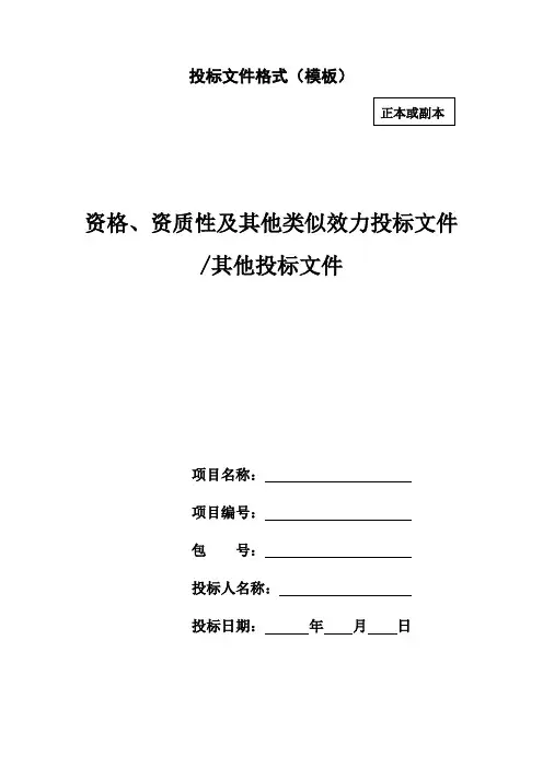 投标文件格式(模板)