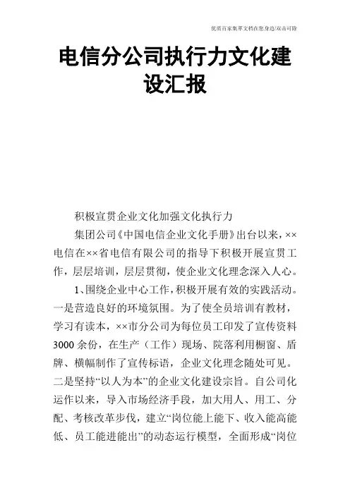 电信分公司执行力文化建设汇报