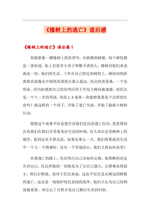 (精选汇编)《橡树上的逃亡》读后感