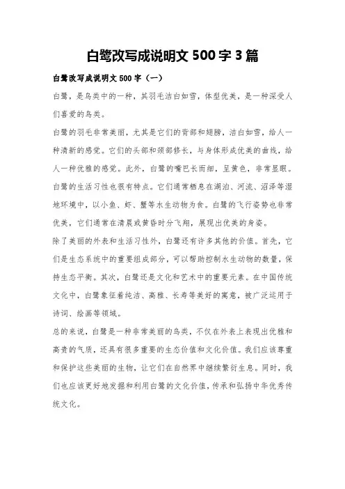 白鹭改写成说明文500字3篇