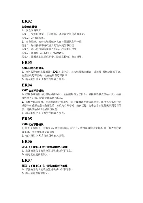 许继迅达电梯 故障代码