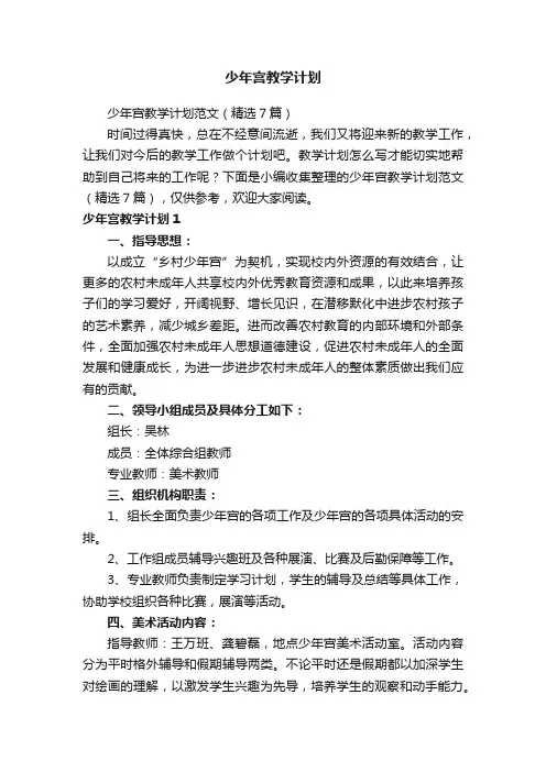 少年宫教学计划