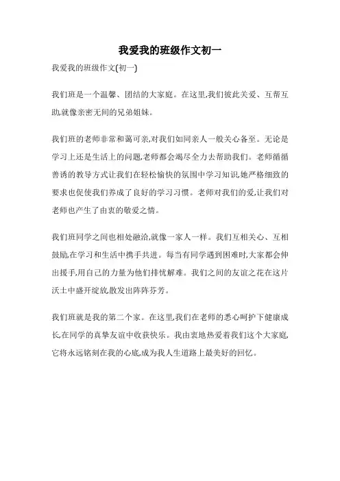 我爱我的班级作文初一