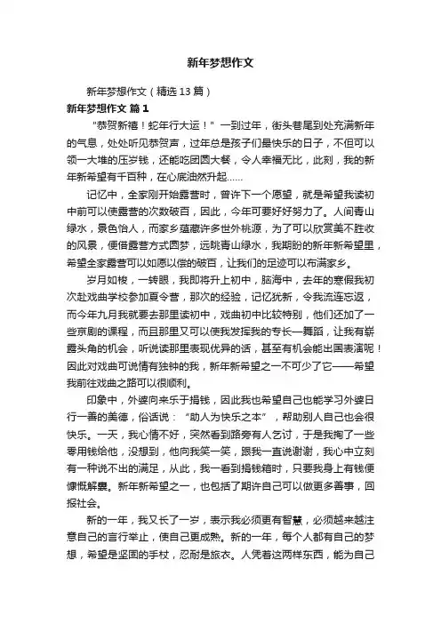 新年梦想作文（精选13篇）