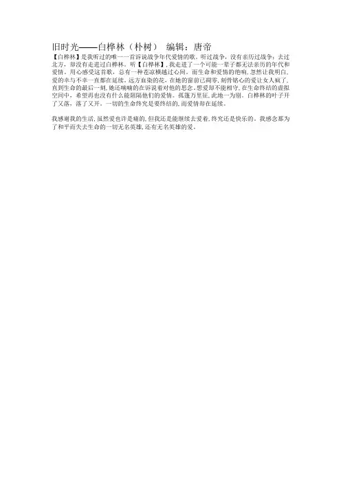 旧时光——白桦林(朴树)