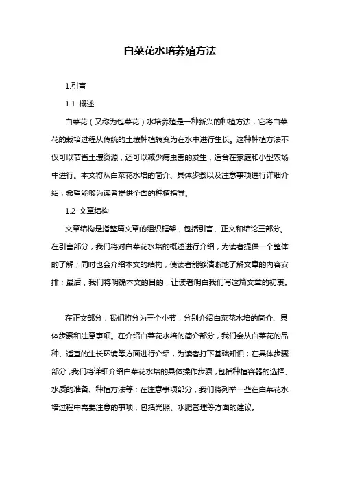 白菜花水培养殖方法