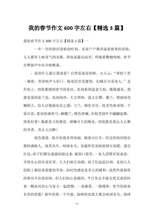 我的春节作文600字左右【3篇】