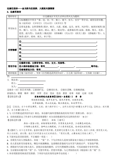 高考语文复习边塞征战诗学案
