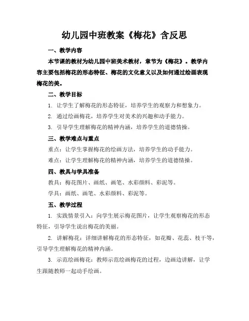 幼儿园中班教案《梅花》含反思