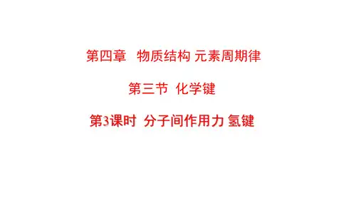 氢键 课件-高一化学人教版(2019)必修第一册