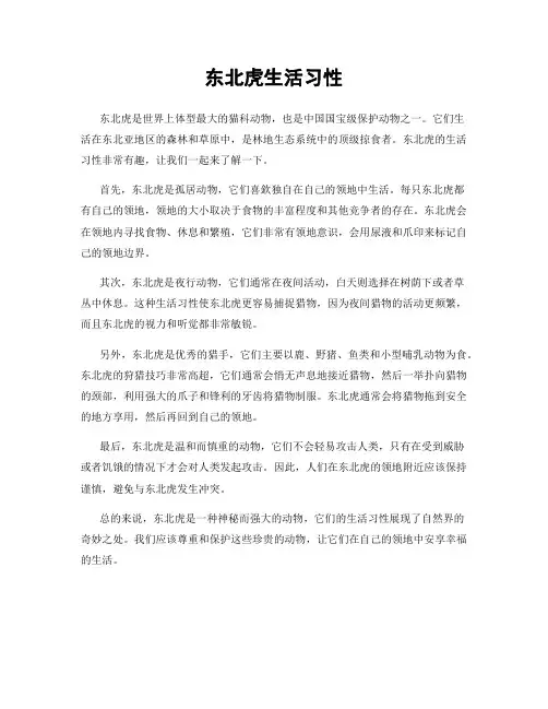 东北虎生活习性