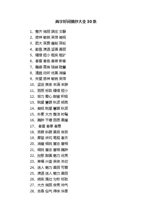 两字好词摘抄大全30条
