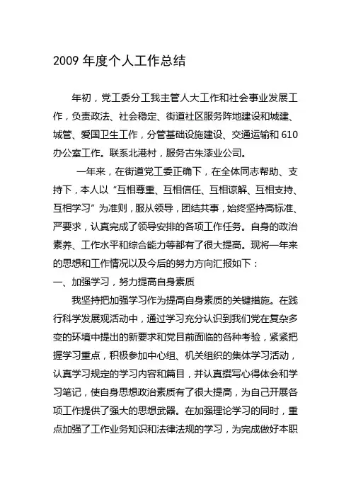 2009年度个人工作总结