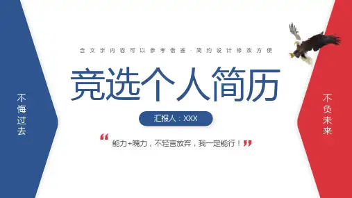 红蓝简洁学生会主席竞选个人简历自我介绍PPT模板课件