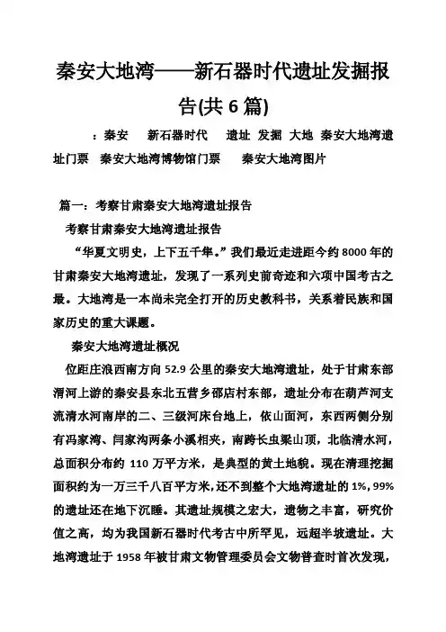 秦安大地湾——新石器时代遗址发掘报告（共6篇）