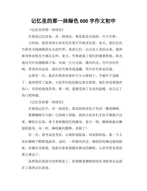记忆里的那一抹绿色600字作文初中