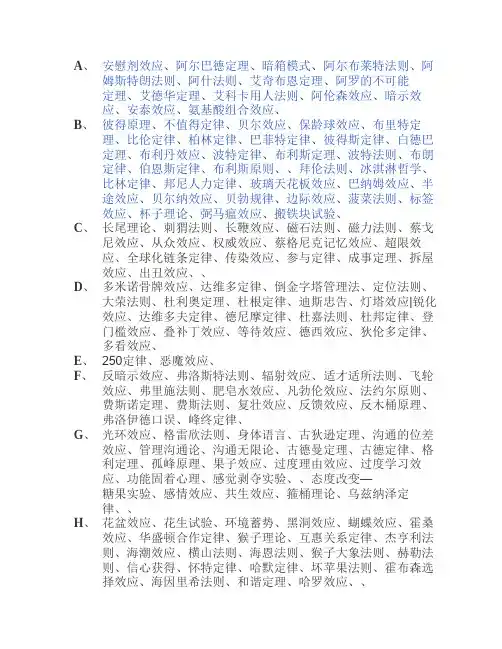 管理学营销学经济学定律名词术语大全