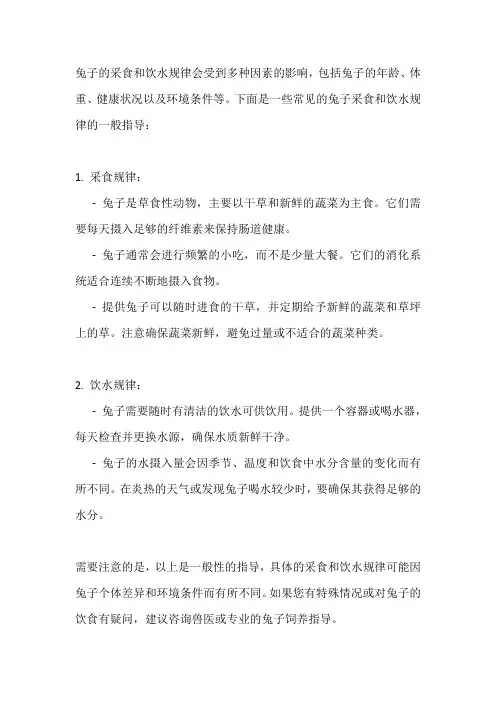 兔的釆食及饮水规律