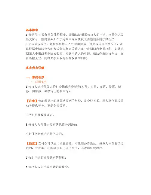 【司考】考点督促程序和公示催告程序(星考点)