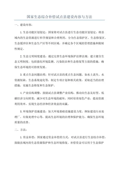 国家生态综合补偿试点县建设内容与方法