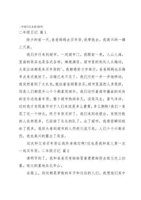 二年级日记5篇(精华)