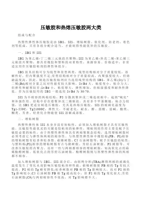 压敏胶和热熔压敏胶两大类