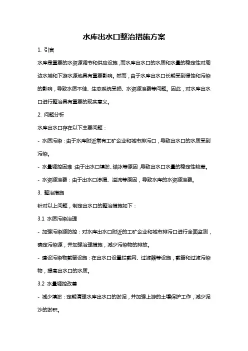水库出水口整治措施方案