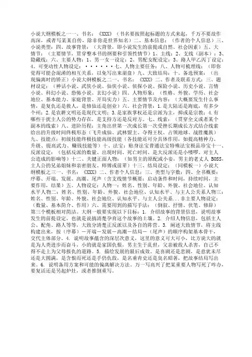 怎样写小说大纲_