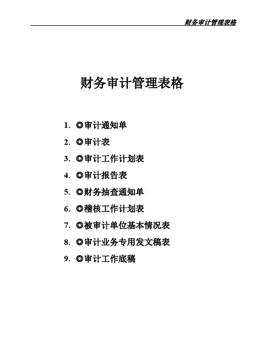 财务审计管理表格(9个表格)