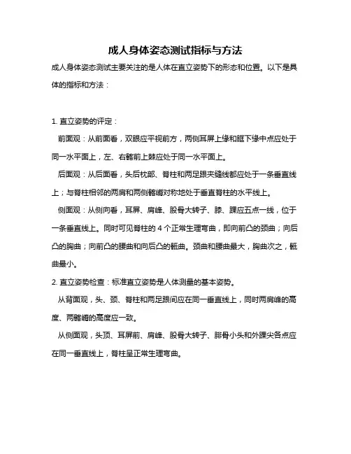 成人身体姿态测试指标与方法