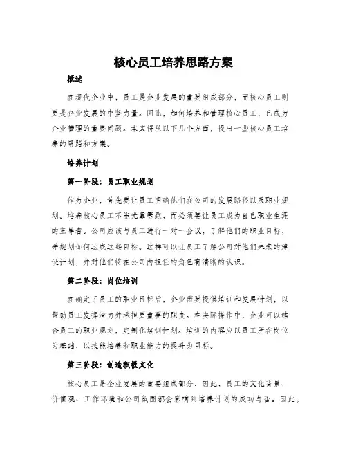 核心员工培养思路方案