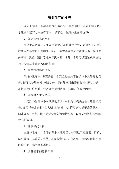 野外生存的技巧