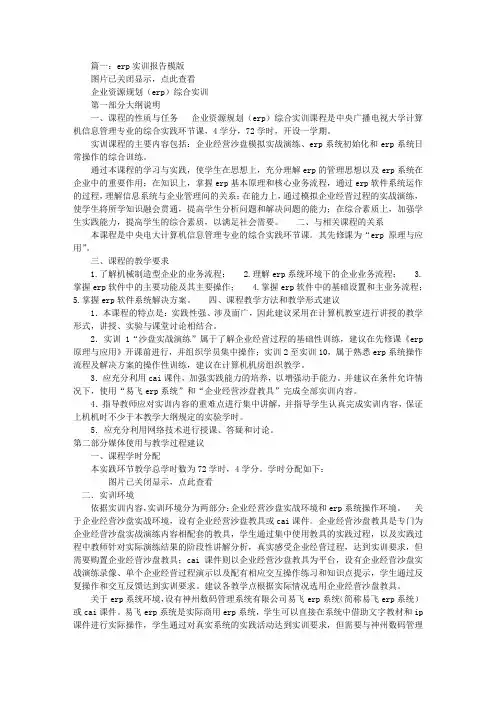 ERP实训报告模板(共7篇)
