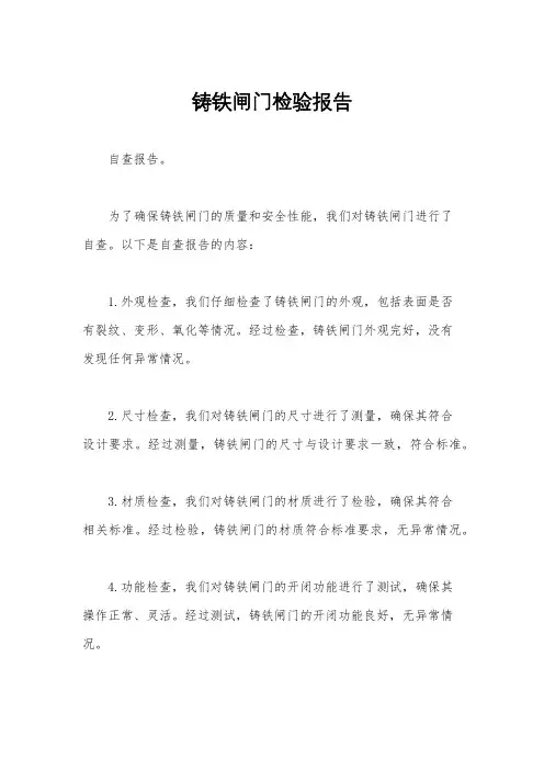 铸铁闸门检验报告