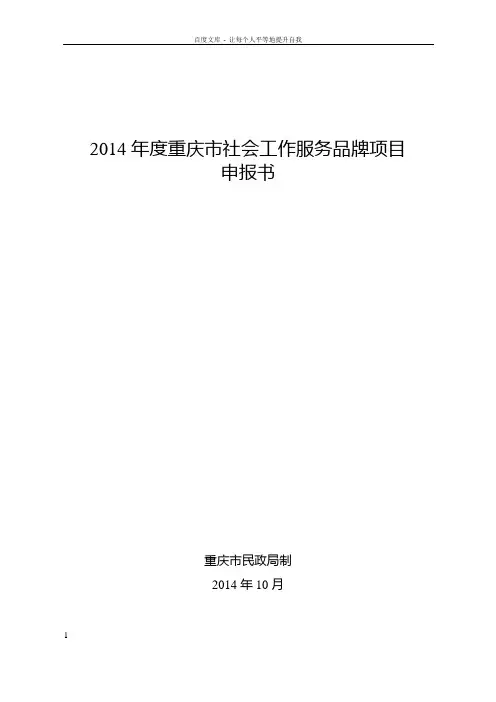 2014年度重庆市社会工作服务品牌项目