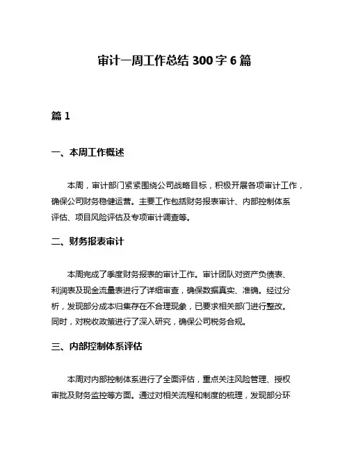 审计一周工作总结300字6篇