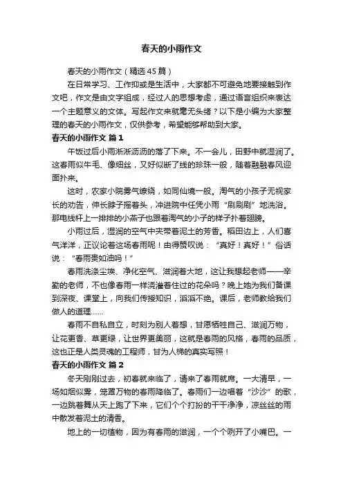 春天的小雨作文（精选45篇）