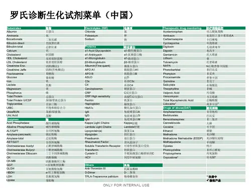 罗氏诊断试剂菜单(中国)_2014