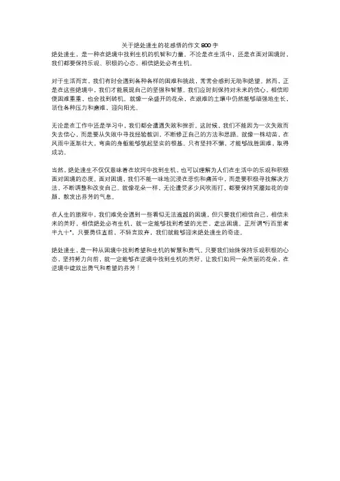 关于绝处逢生的花感悟的作文800字