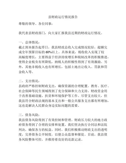 县财政运行情况报告