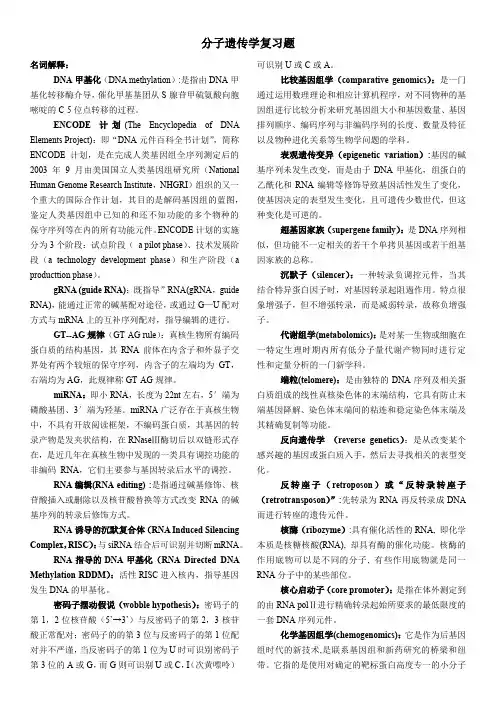 分子遗传学复习题