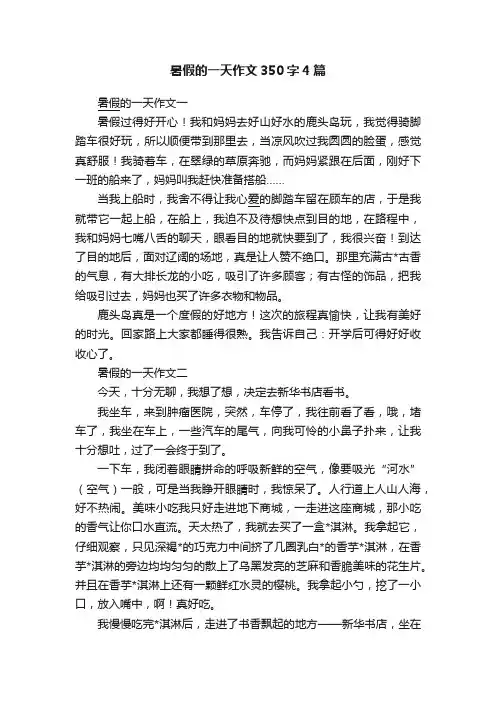 暑假的一天作文350字4篇