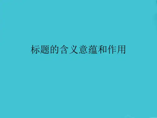 标题的含义意蕴和作用
