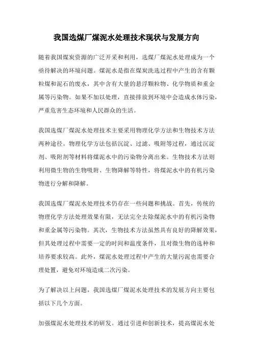 我国选煤厂煤泥水处理技术现状与发展方向