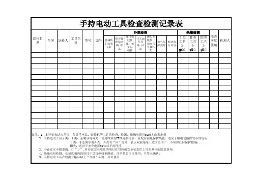 手持电动工具检查检测记录表